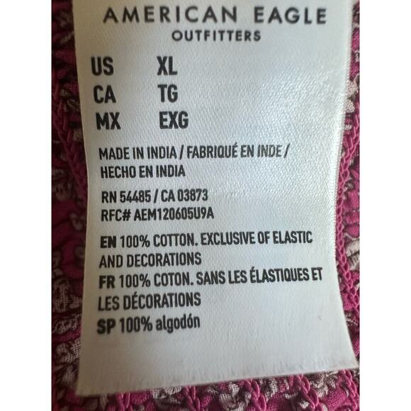 American Eagle Outfitters pink floral smocked boho top NWT XL milkmaid Cottage - Picture 10 of 10